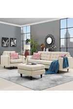 Modway Empress Empress Contemporary Upholstered Large Tufted Ottoman - Beige