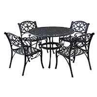 Traditional 5 Piece Outdoor Dining Set with Cast Aluminum Frame