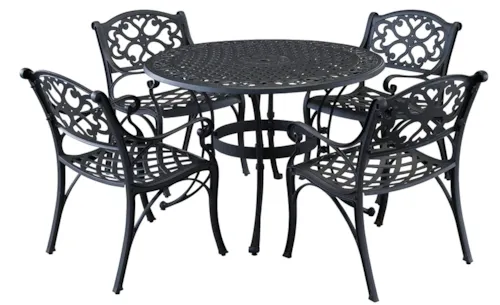 Traditional 5 Piece Outdoor Dining Set with Cast Aluminum Frame