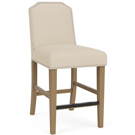 Transitional Upholstered Counter-Height Stool with Nail Head Trim