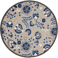 7'10"  Natural/Blue Round Rug