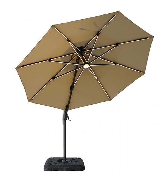 Furniture of America Fera 10' Cantilever Umbrella with LED Bulb