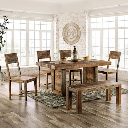 Rustic Solid Wood Dining Set