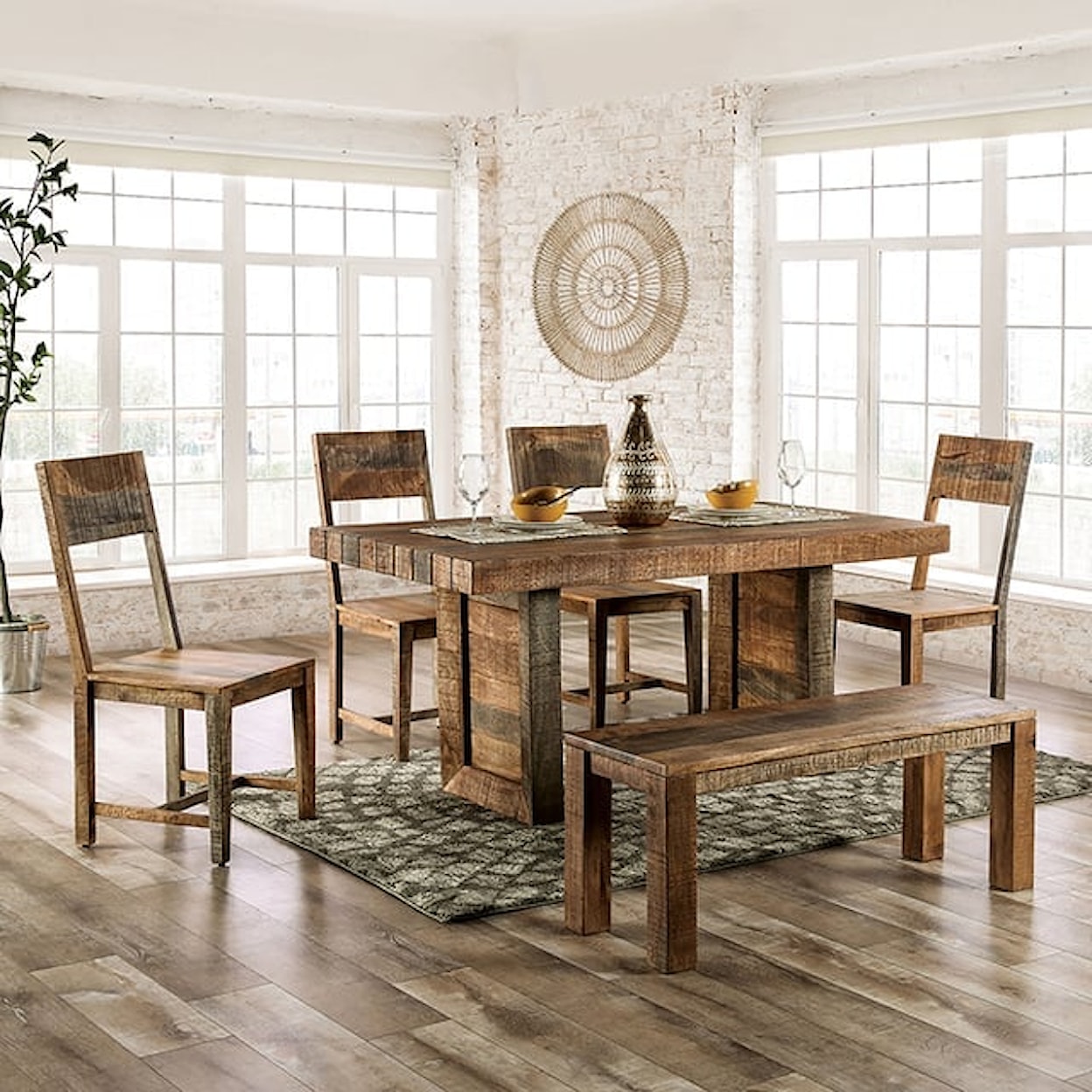 Furniture of America Galanthus Solid Wood Dining Set