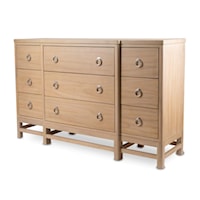 9-Drawer Coastal Dresser with Metal Ring Drawer Pulls