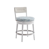 Outdoor Coastal Swivel Counter-Height Stool with Woven Back