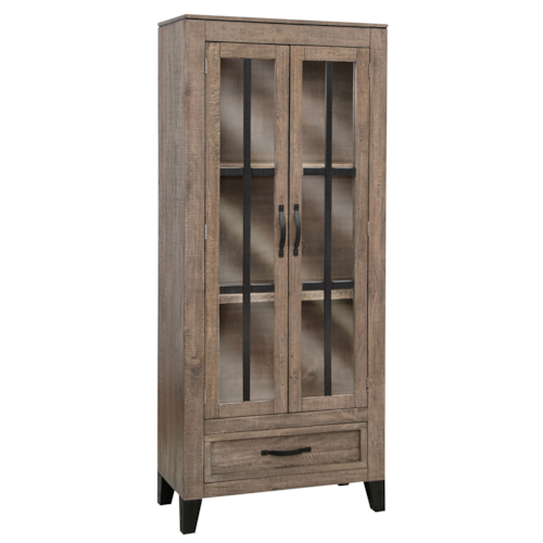 Transitional Storage Cabinet with Glass Doors