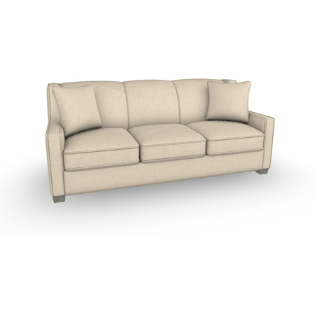 Transitional Queen Sleeper Sofa with Memory Foam Mattress & Toss Pillows