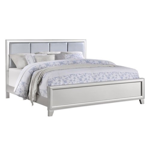 Contemporary King Bed with Upholstered Headboard