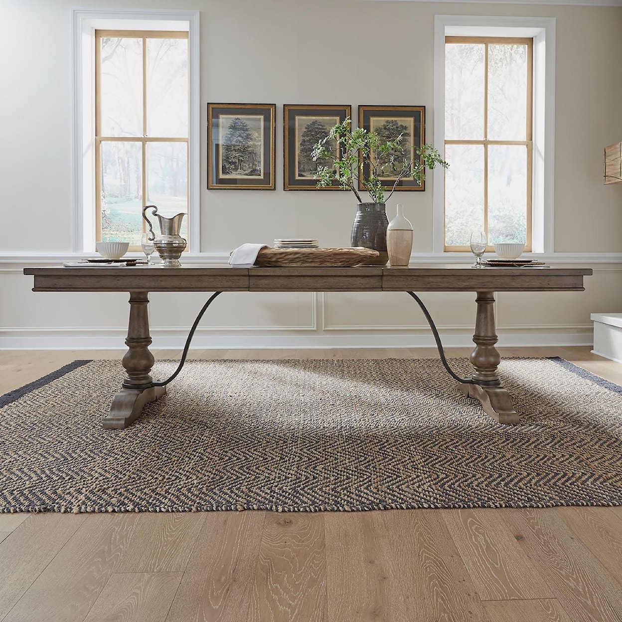 Liberty Furniture Americana Farmhouse Rectangular Trestle Dining Table