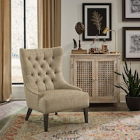 Upholstered Accent Chair with Button Tufting and Nail-Head Trim