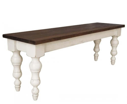 Relaxed Vintage Dining Bench with Turned Legs
