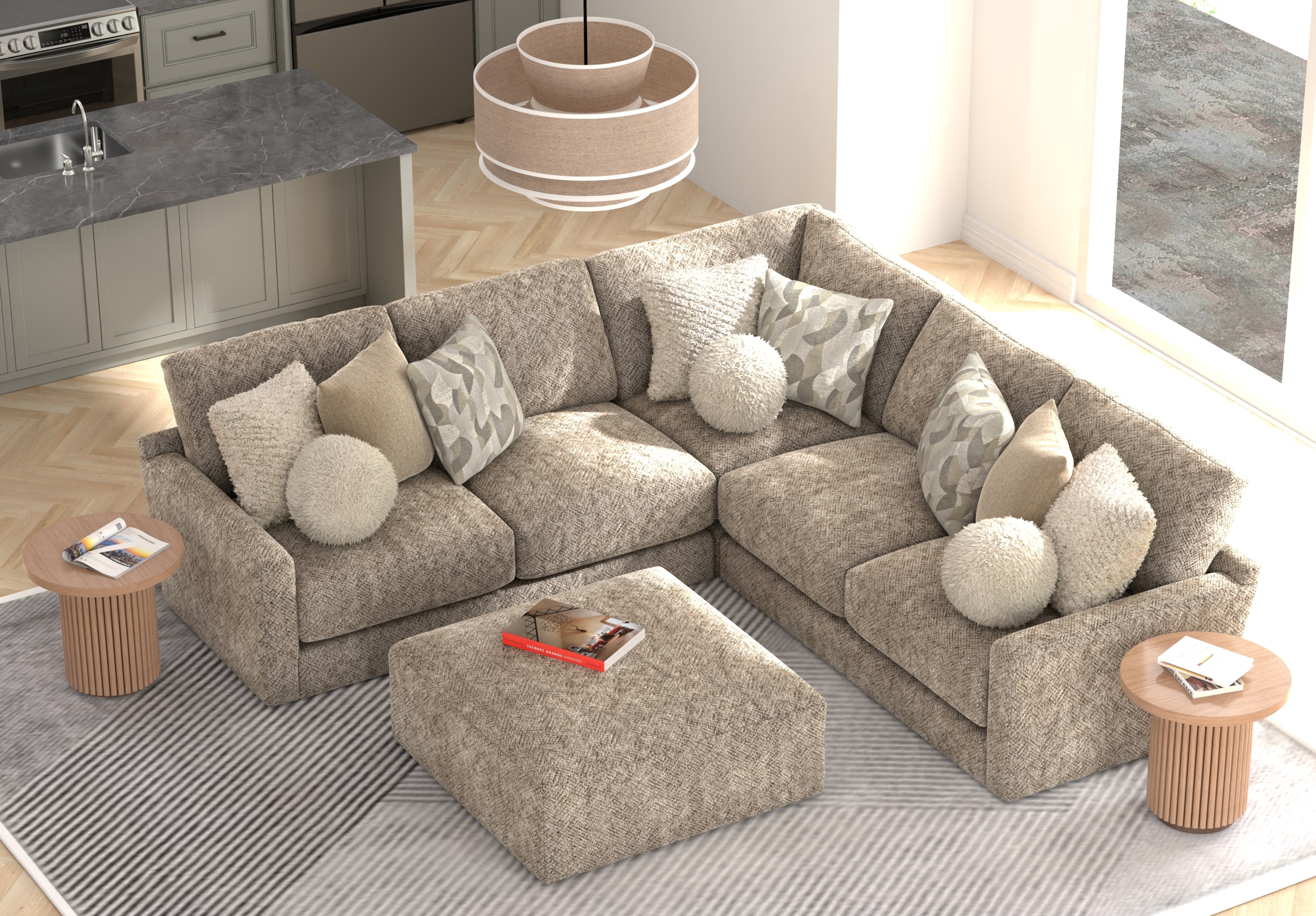 Jackson Furniture Turner 4-Piece Sectional Sofa with Cocktail Ottoman
