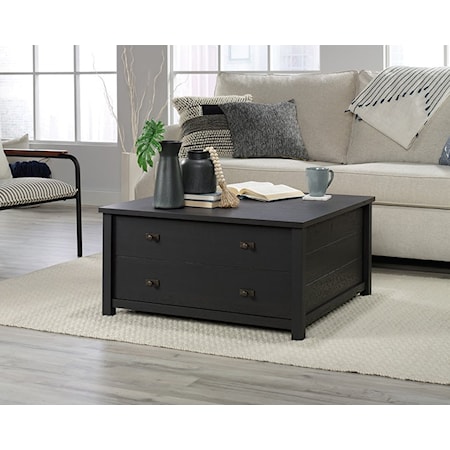 Farmhouse Square Coffee Table with Storage Drawers