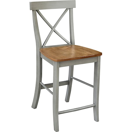 X-Back Stool in Hickory/Stone
