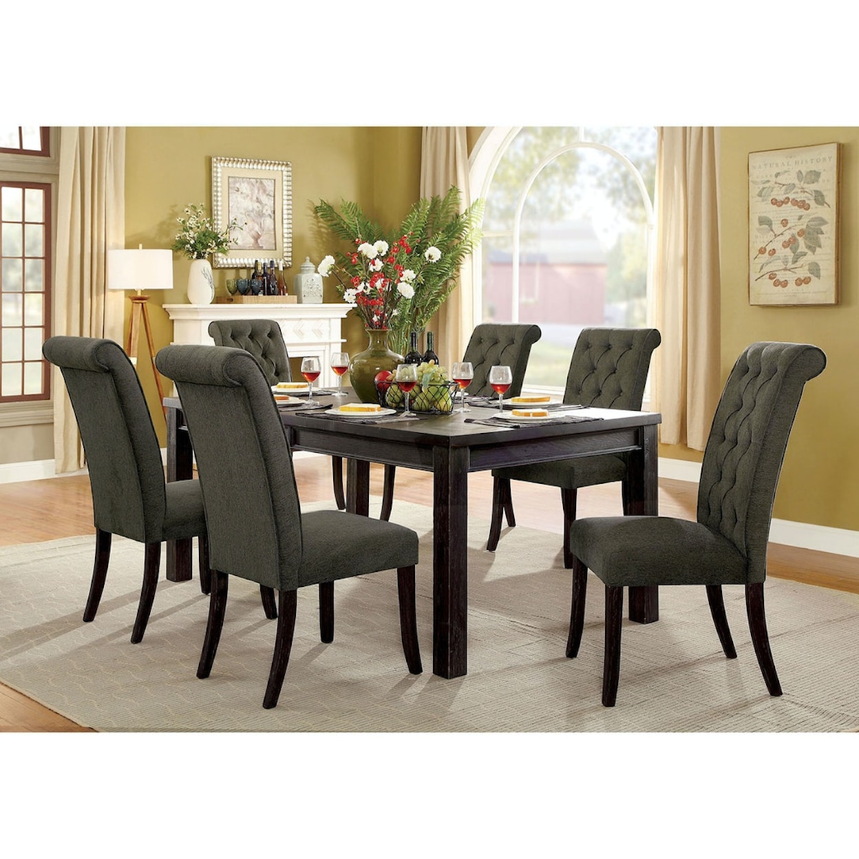 Furniture of America Sania III 7-Piece Dining Table Set