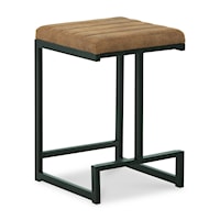 Counter Height Bar Stool with Caramel Faux Leather