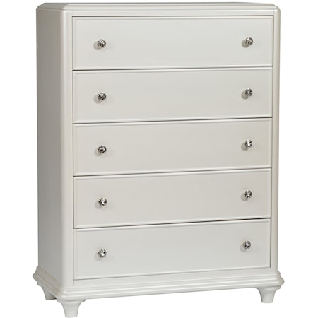 Glam 5-Drawer Chest with Crystal Knob Hardware