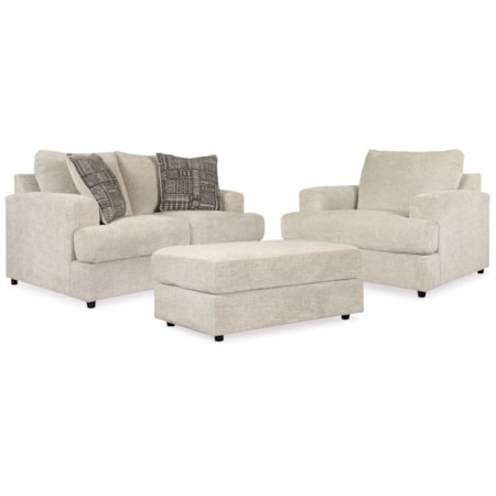 Loveseat, Oversized Chair And Ottoman