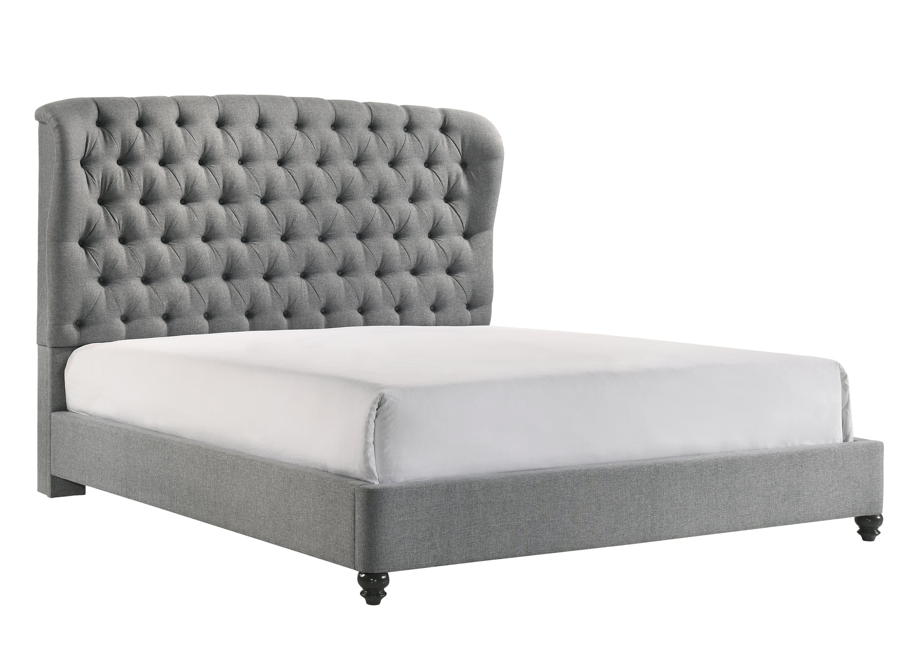 Crown Mark Linda Upholstered King Platform Bed with Tufting