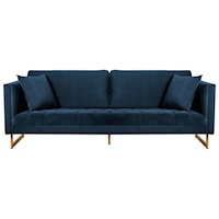 Modern Velvet Sofa with Brass Legs