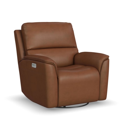 Casual Power Swivel Glider Recliner with Power Headrest, Lumbar, Heat, & Massage