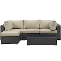 5 Piece Outdoor Patio Sunbrella® Sectional Set - Beige