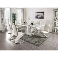 Glam 7-Piece Dining Table Set with Table Leaf