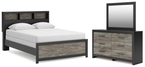 Queen Bookcase Bed, Dresser And Mirror