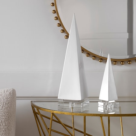 Great Pyramids Sculpture In White S/2