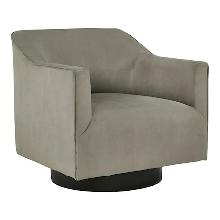 Faux Suede Swivel Accent Chair in Putty Gray