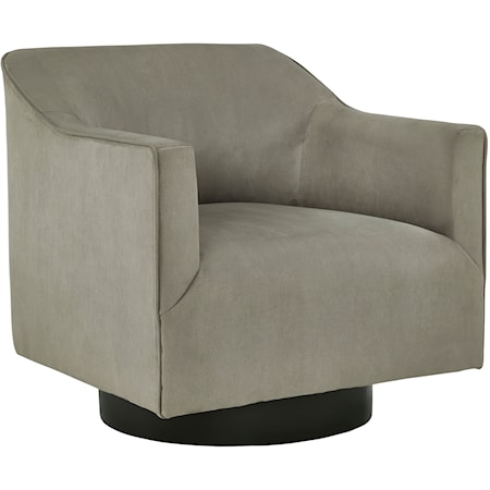 Faux Suede Swivel Accent Chair in Putty Gray