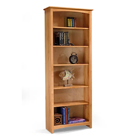 Customizable 30 X 84 Solid Wood Alder Bookcase with 5 Open Shelves