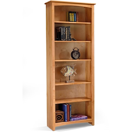 Solid Wood Alder Bookcase with 5 Open Shelves