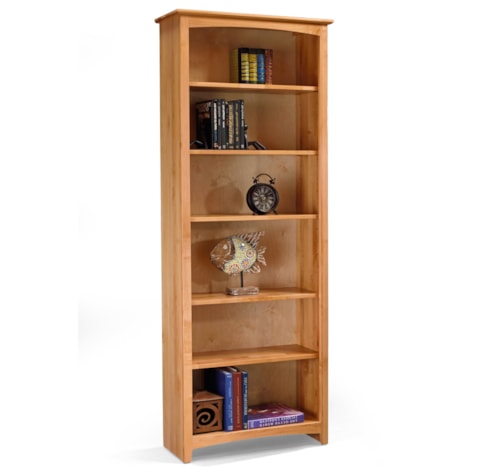 Solid Wood Alder Bookcase with 5 Open Shelves