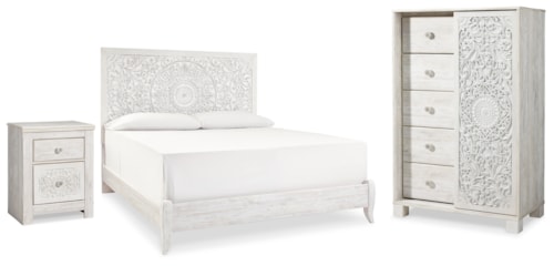 King Panel Bed, Chest And Nightstand