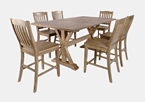 Farmhouse 7-Piece Counter Table and Stool Set