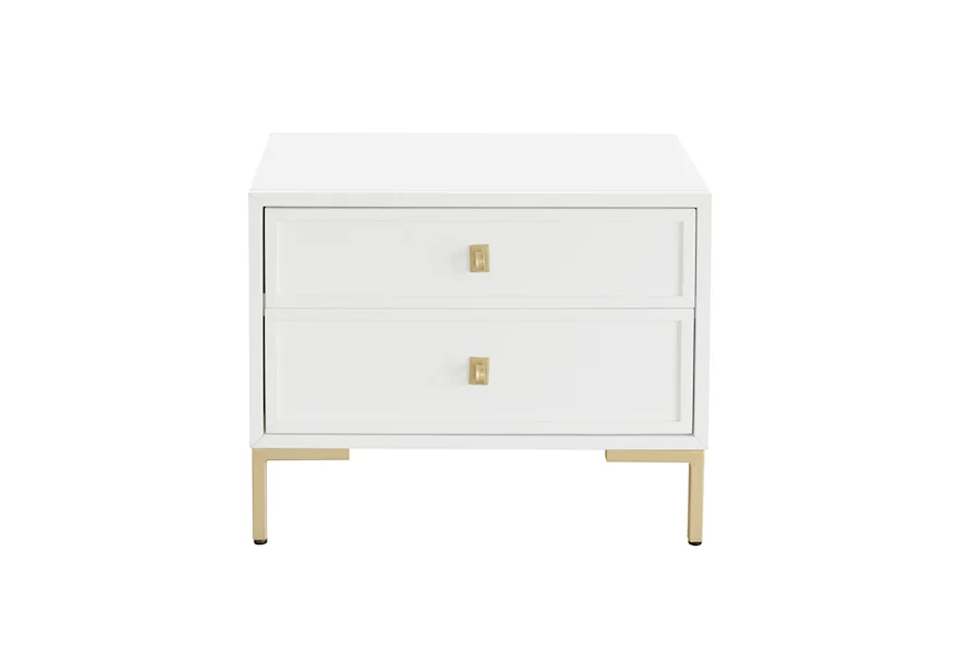 Accents White and Gold Two Drawer Nightstand by Accentrics Home at Jacksonville Furniture Mart