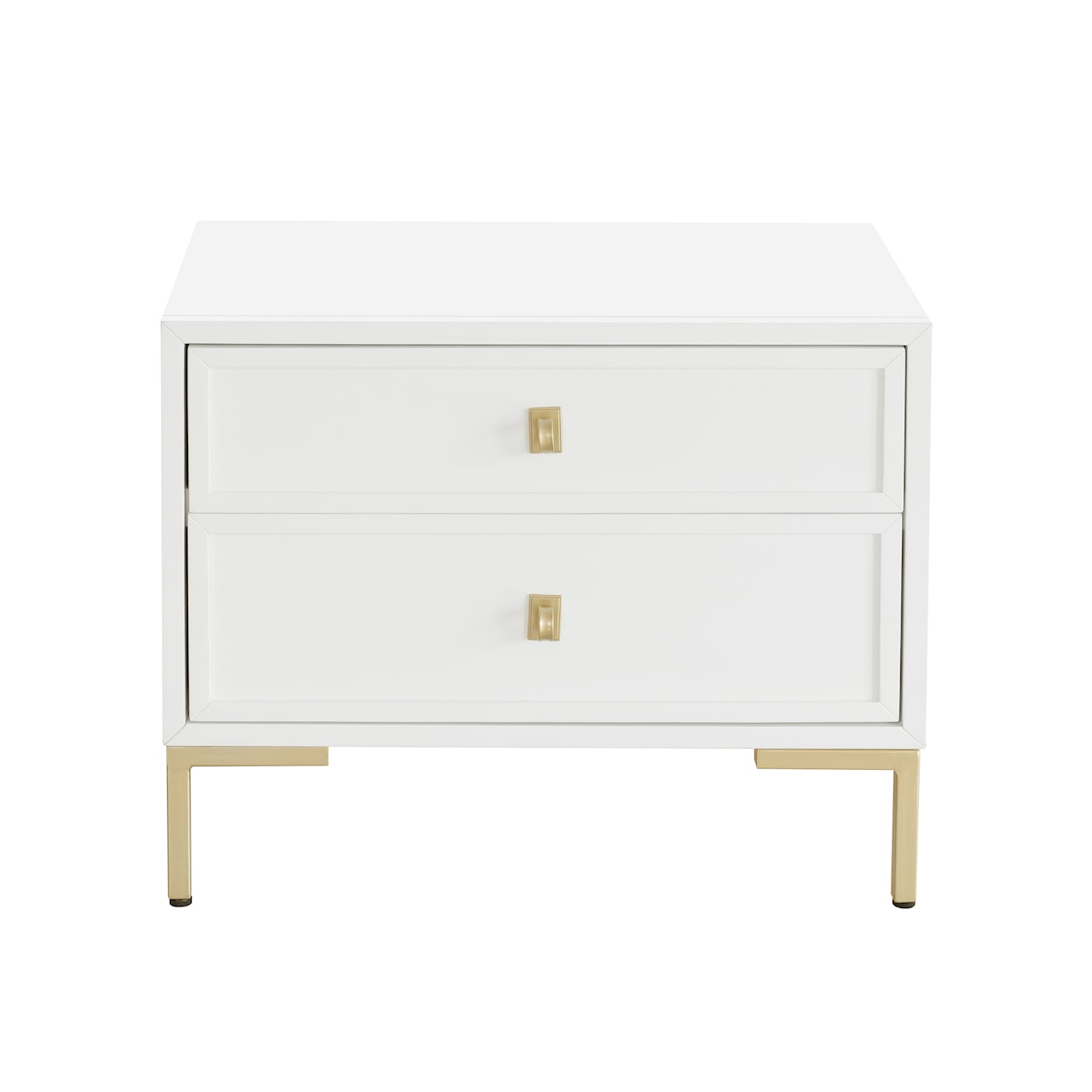 Accentrics Home Accents White and Gold Two Drawer Nightstand