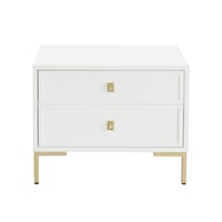 White and Gold Two Drawer Nightstand