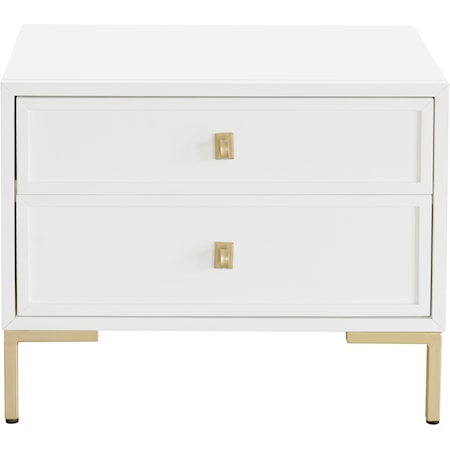 White and Gold Two Drawer Nightstand