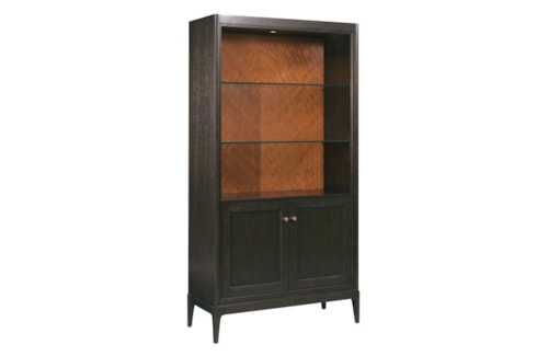 Transitional 2-Door Bookcase with Adjustable Shelves