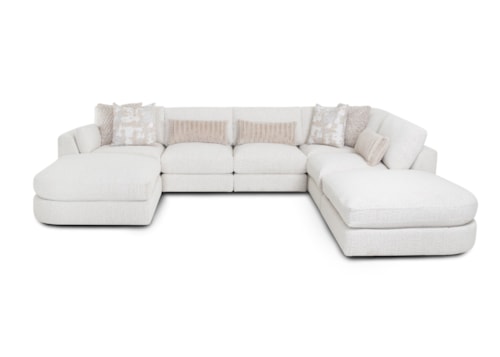 Contemporary 7-Piece Sectional Sofa with Two Curved Ottomans