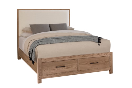 Transitional Queen Upholstered Bed with Footboard Storage