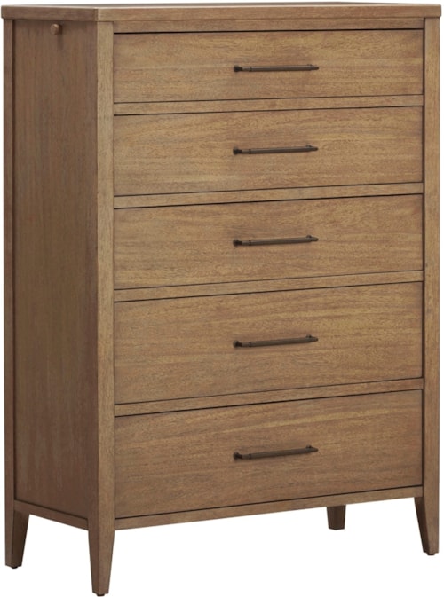 Mid-Century Modern 5-Drawer Chest with Hidden Storage