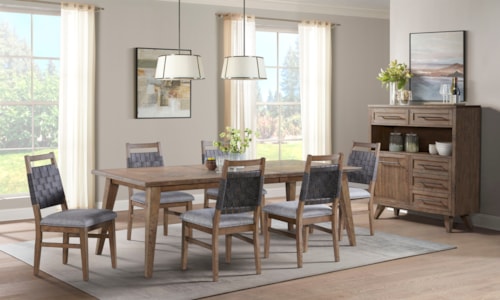 Transitional 8-Piece Dining Set with Pantry Cabinet