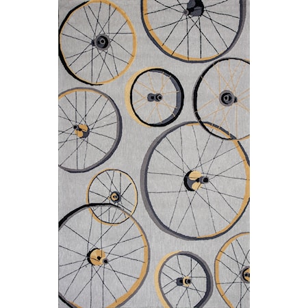 7'6" X 7'6" Grey Wheels In Motion Area Rug