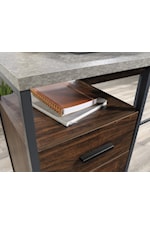 Sauder Market Commons Industrial Writing Desk with Open Shelf Storage