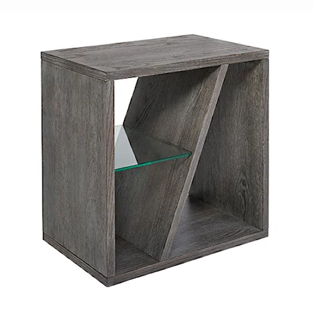 Transitional Chairside Table with Tempered Glass Shelf