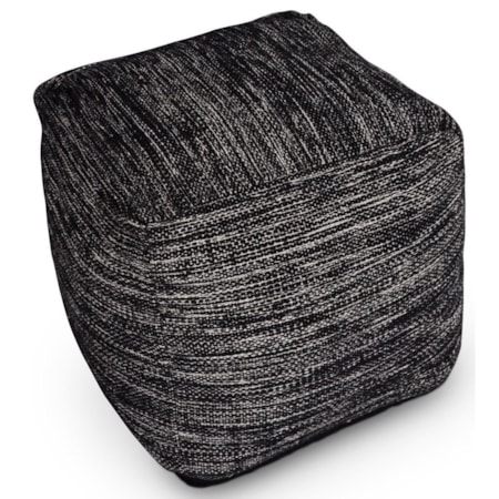 MARI DARK GREY HANDWOVEN POUF |